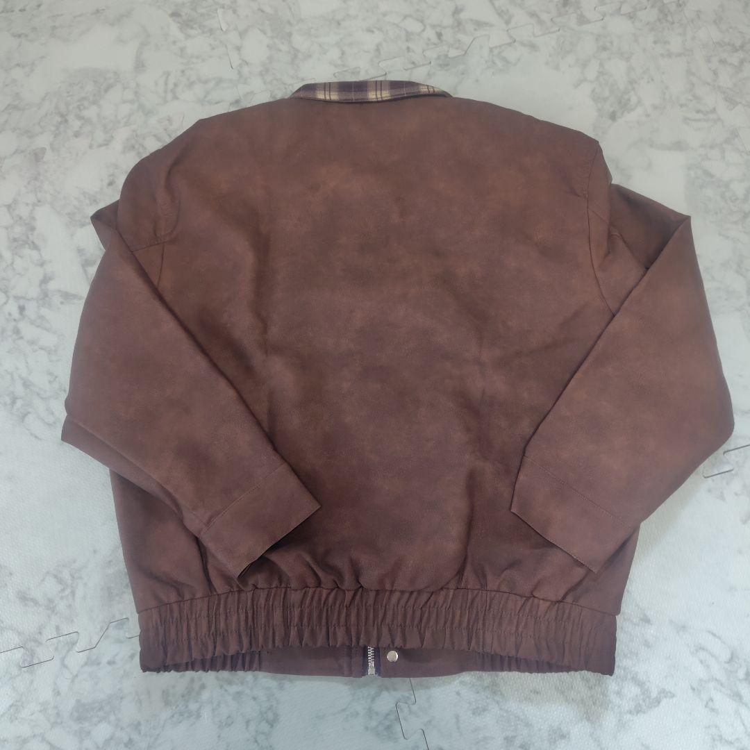 襟チェックレトロジャケット KA5011 - ブラウン / M