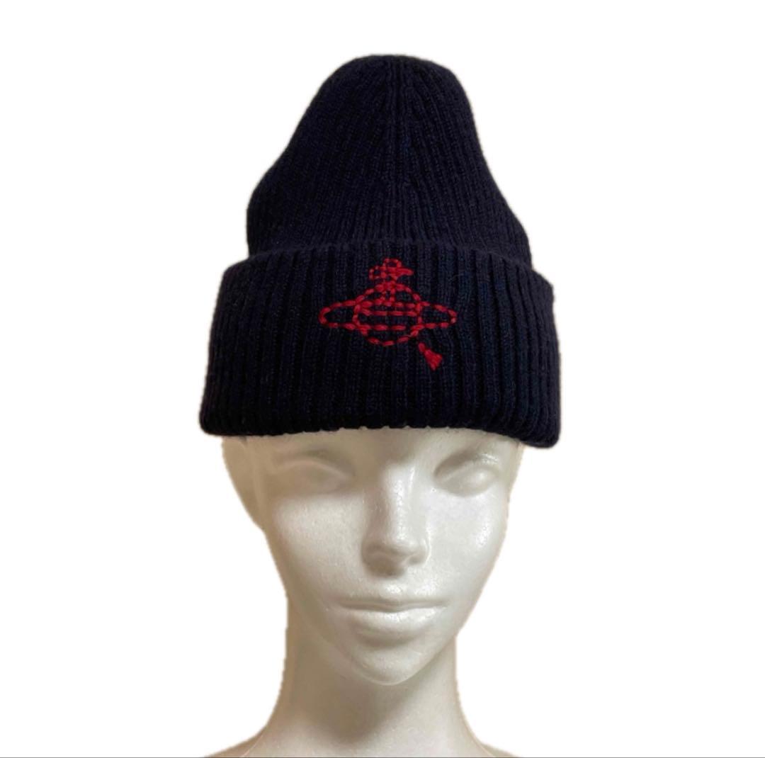 【Vivienne Westwood】 ニット帽子 ビーニー ネイビー