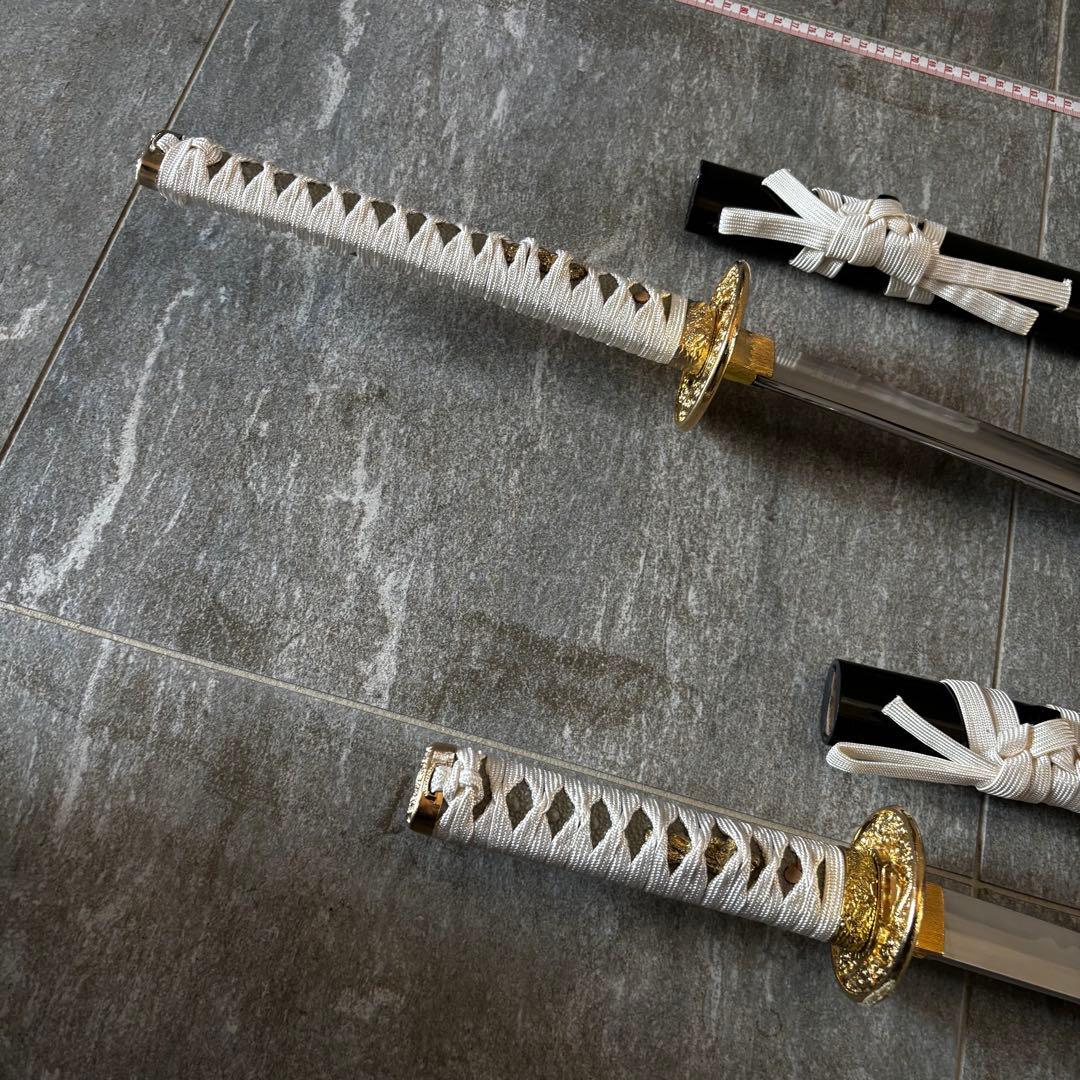 刀 レプリカ 徳川家 三葉葵 金色紋章付き 専用ケース付き 長刀 脇差 模造刀