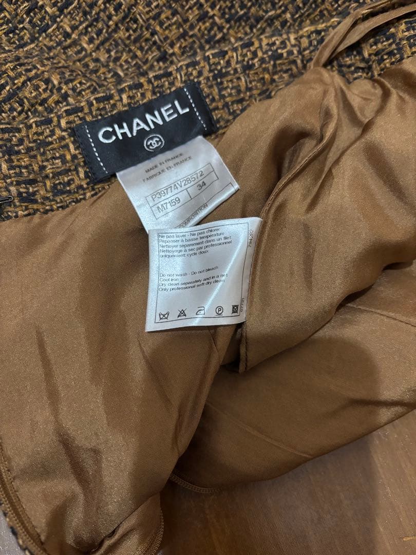 バズ　シャネルブラウンツイードタイトスカート34