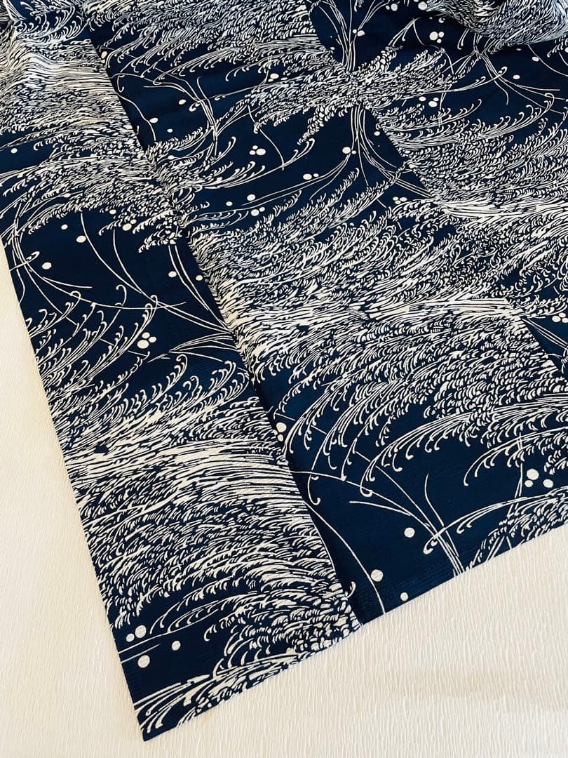 無形文化財　長板藍染　綿絽　初山一之助 証紙付き