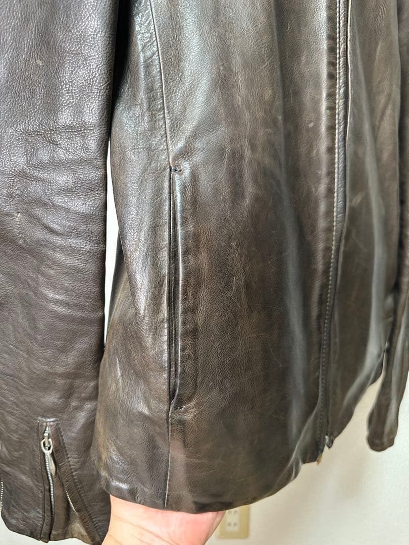 D*.様 インカーネーション　ダークブラウン レザー シングルライダースジャケッ