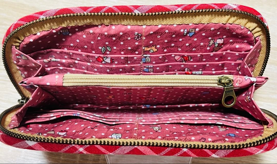 ★新作★スーちゃん＆お友達＆ねこ★レッド系＊ハンドメイド＊長財布＊