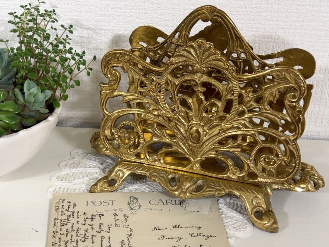 真鍮のレターホルダー＊イギリスアンティーク
