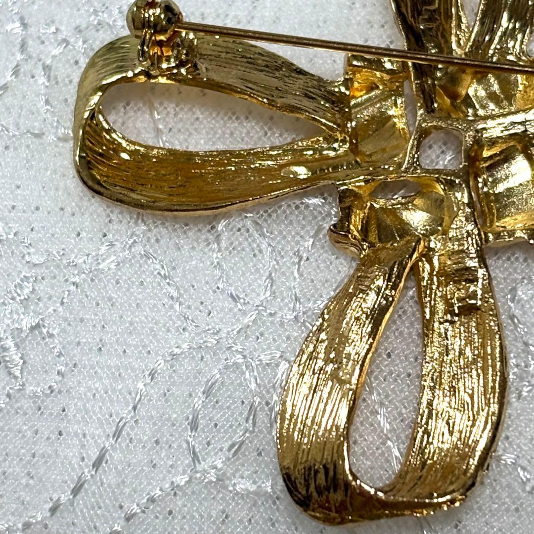 極美品 VINTAGE TRIFARI トリファリ 大ぶり ブローチ リボン