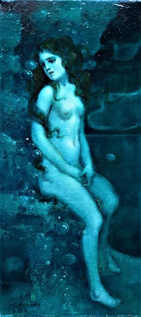 平野剛敏　裸婦　10号変形　油彩画　サインあり　特別注文額装