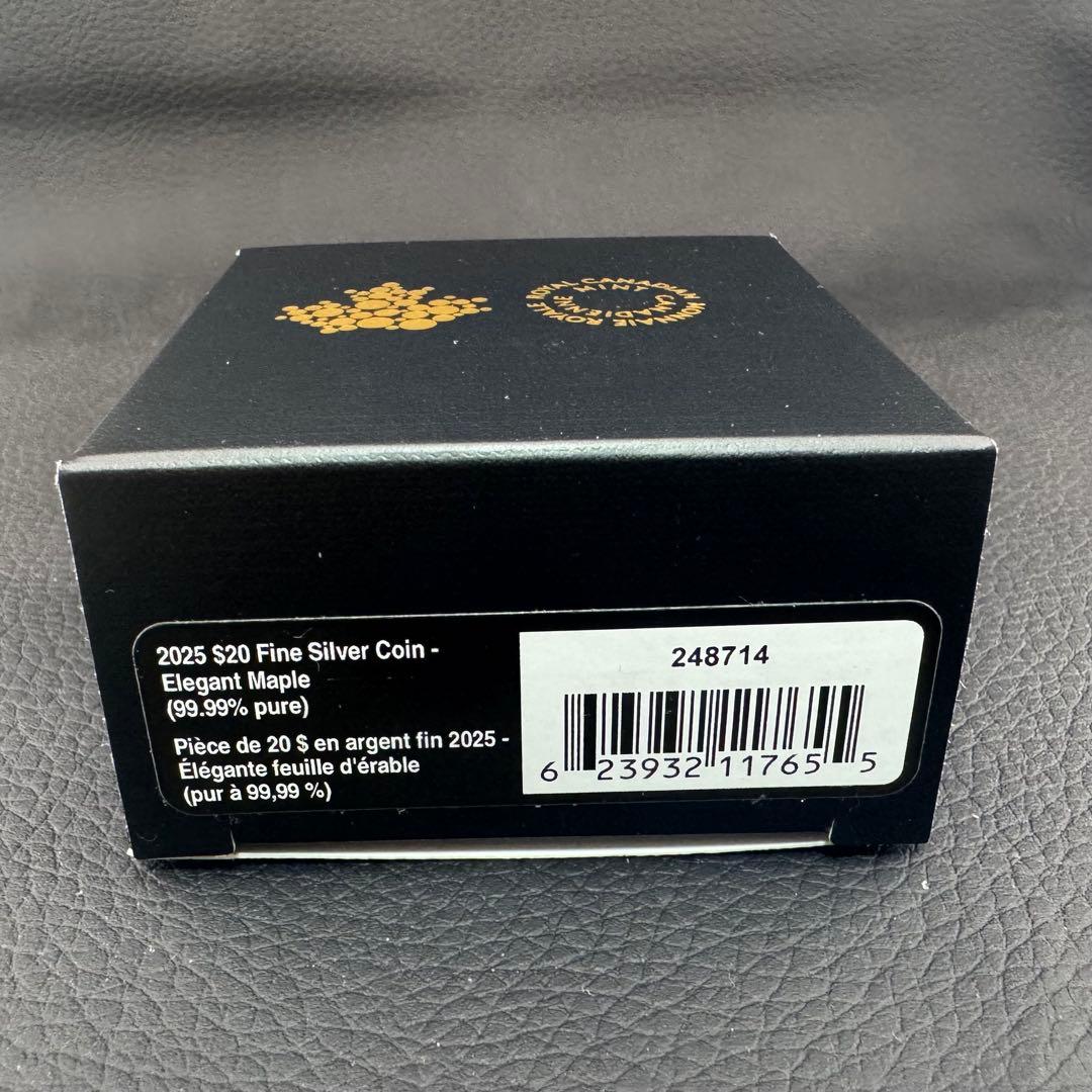 カナダ エレガントメイプルリーフ 銀貨 ブラックロジウム 艶消しプルーフ 保証書