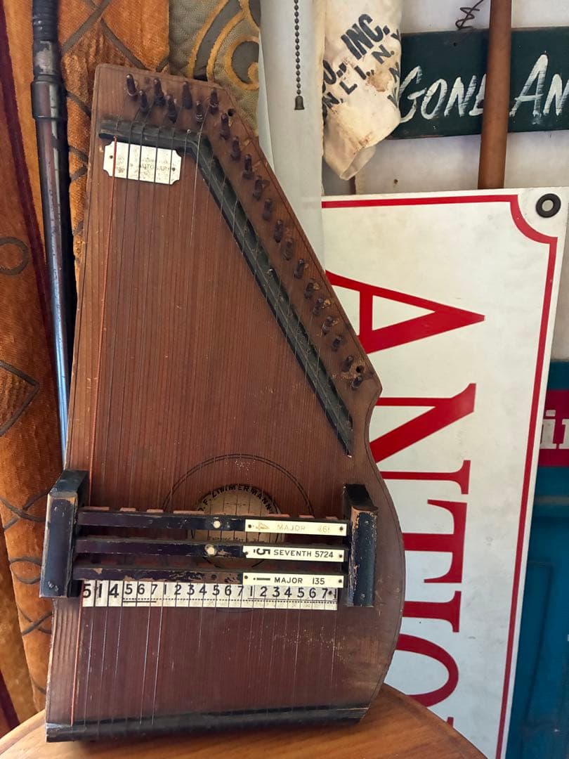 アンティーク　オート　ハープ　木製　1800年代後半　楽器　アメリカ　レア