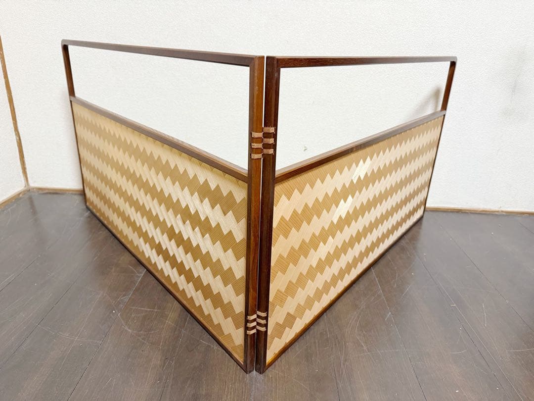 未使用 茶道具 利休梅 風炉先屏風 裏杉アジロ 上透かし 両面使い 元箱