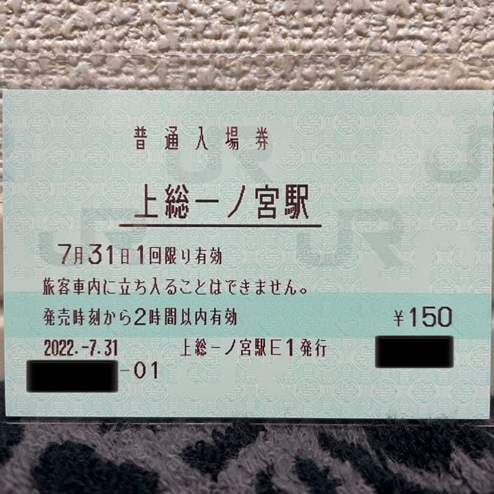 JR東日本 上総一ノ宮駅 マルス入場券 (大)＋記念台紙【窓口最終日】