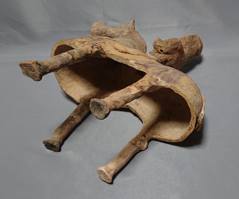 コレクター収集品　東漢時代　加彩　騎馬　陶俑　37cm