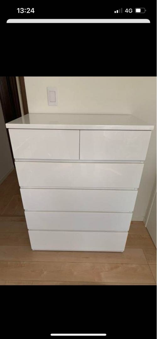 ホワイト 6段チェスト