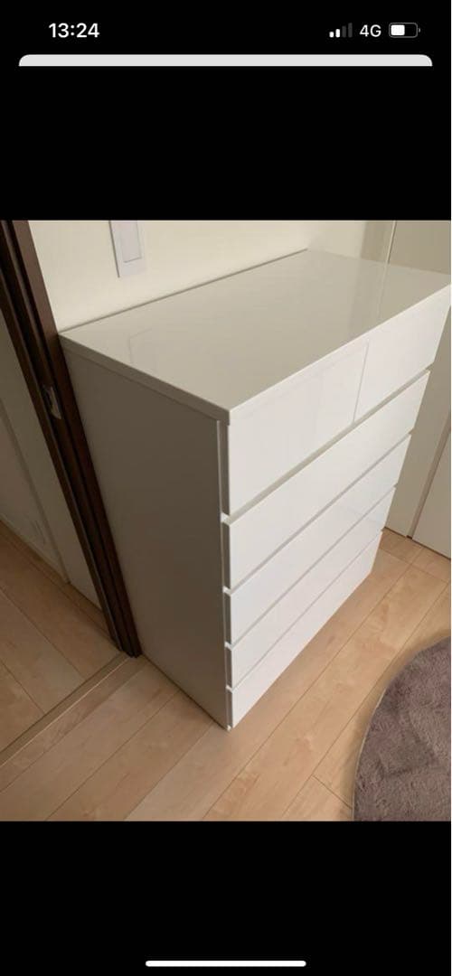 ホワイト 6段チェスト