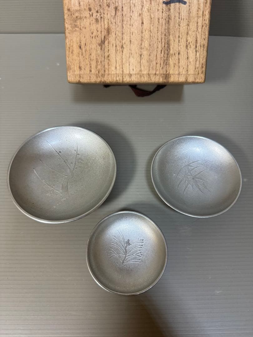 2254 錫製　本錫　御盃　3客