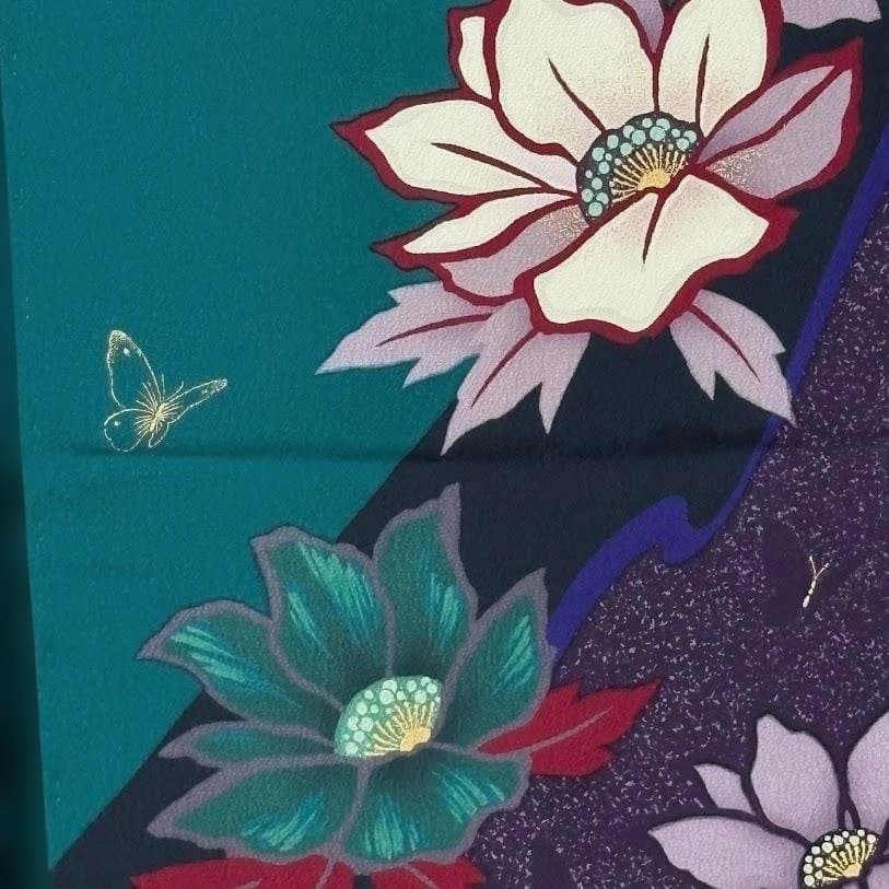 ゆりのはな　森英恵　HANAE MORI　本振袖　京友禅金彩加工　正絹　J703