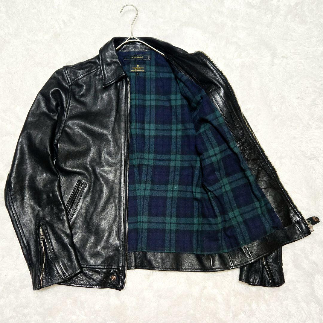 限定価格☆R.NEWBOLD 羊革 レザージャケット ラムレザー チェック　黒