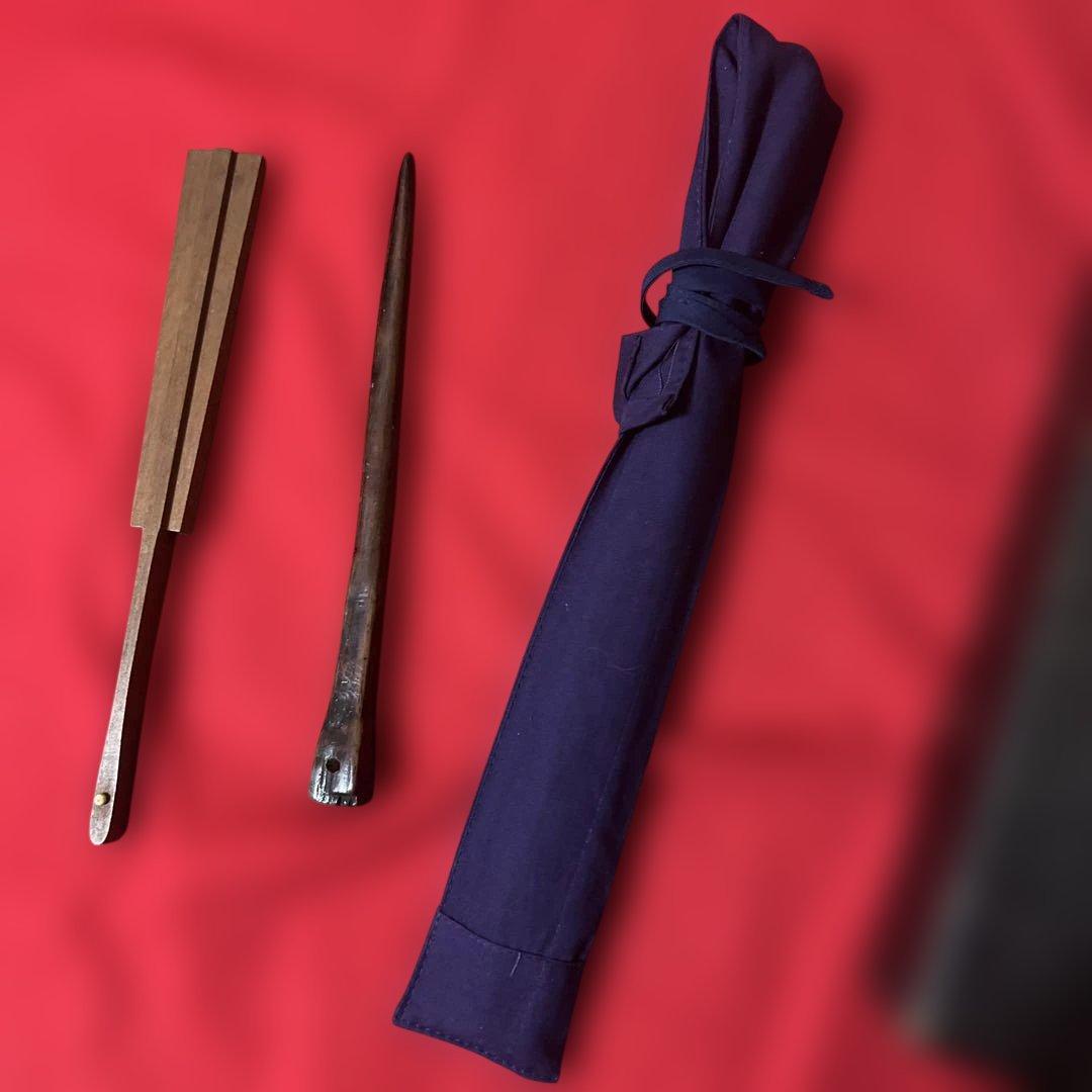 古美術　骨董品　鉄扇木製　時代箱