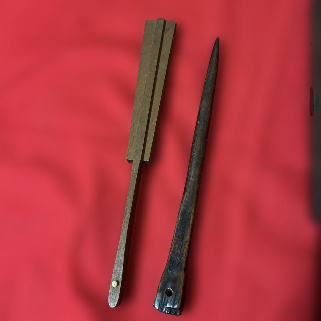 古美術　骨董品　鉄扇木製　時代箱