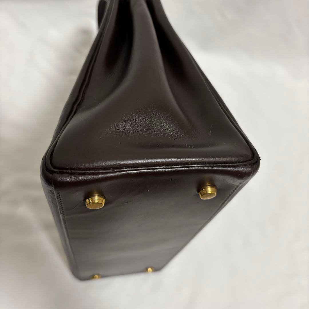 エルメス ケリー28 ルトゥルネ ボックスカーフ ブラウン レザー ハンドバッグ