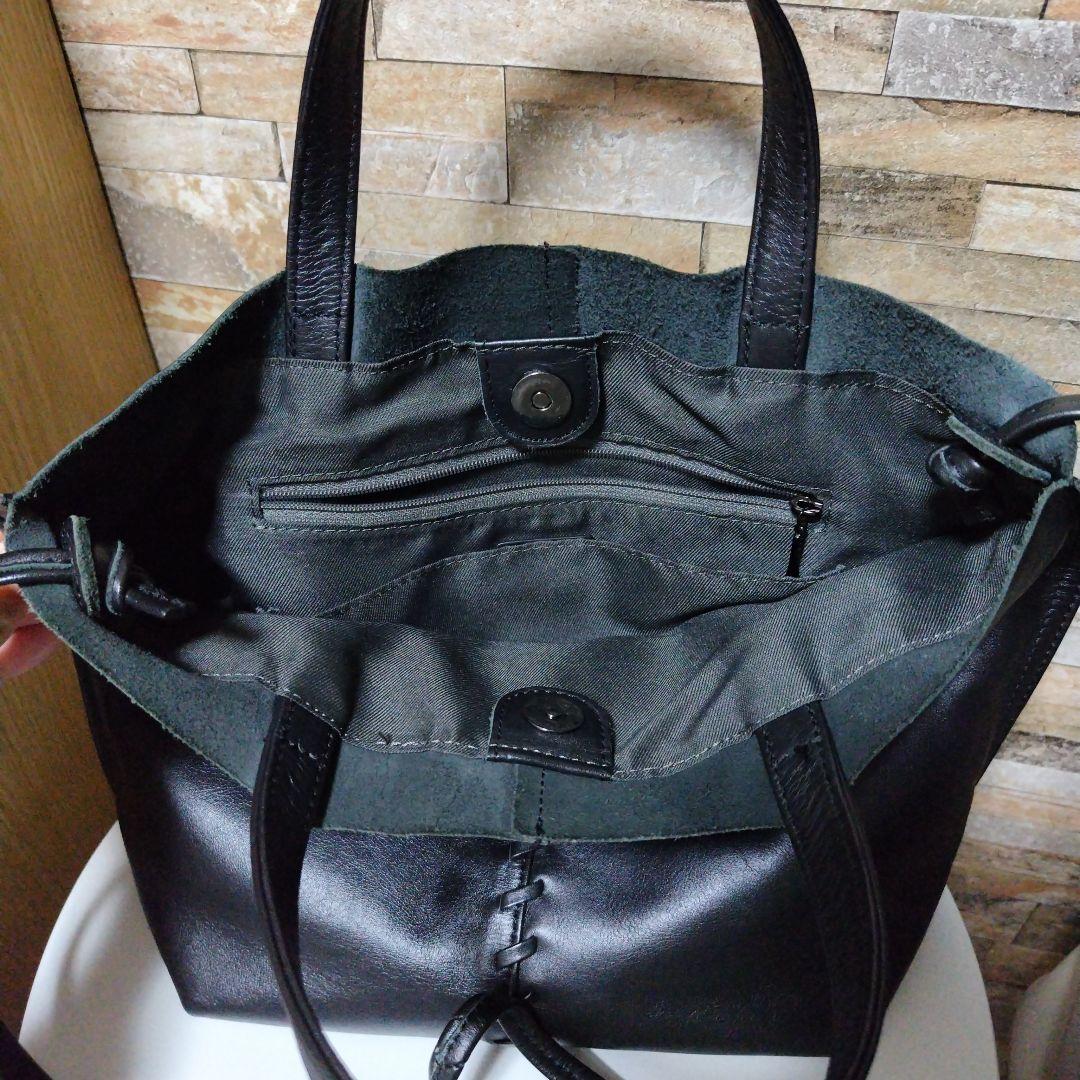 【美品】イアパピヨネ センターポイントトートバッグS 本革 ブラック