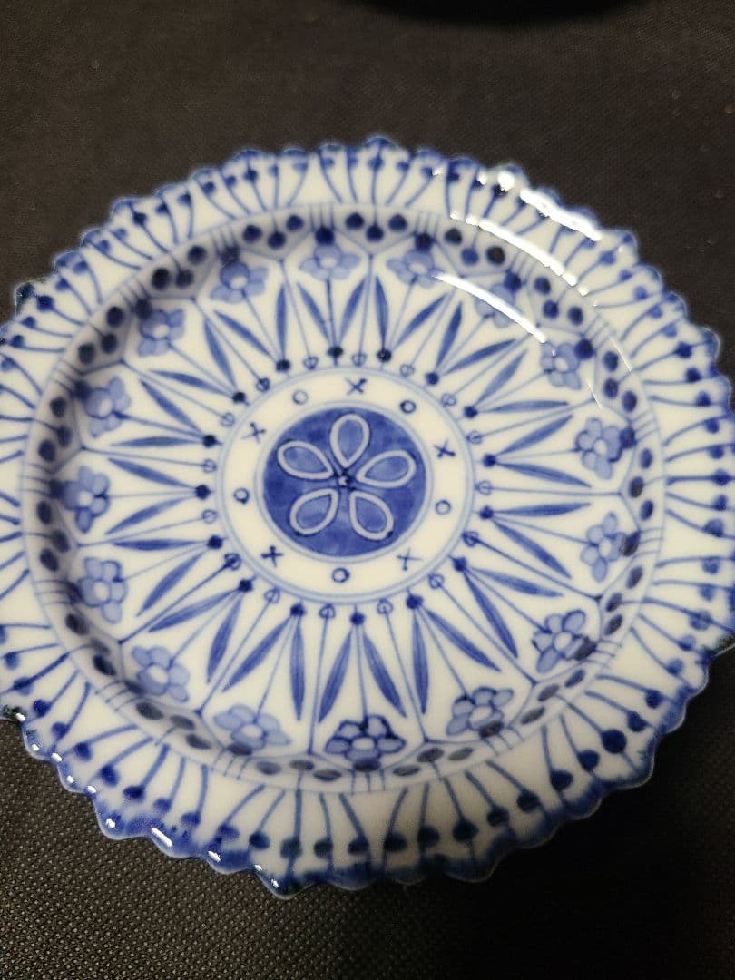 九谷焼須田菁華造染付高台皿4客