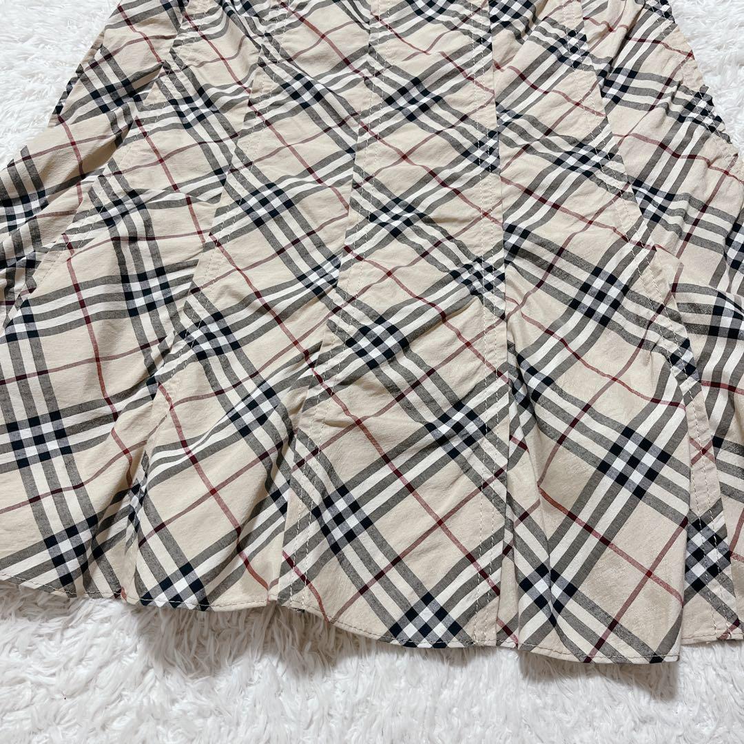 希少✨バーバリーブルーレーベル　ミモレ丈フレアスカート　縮絨加工　ノバチェック