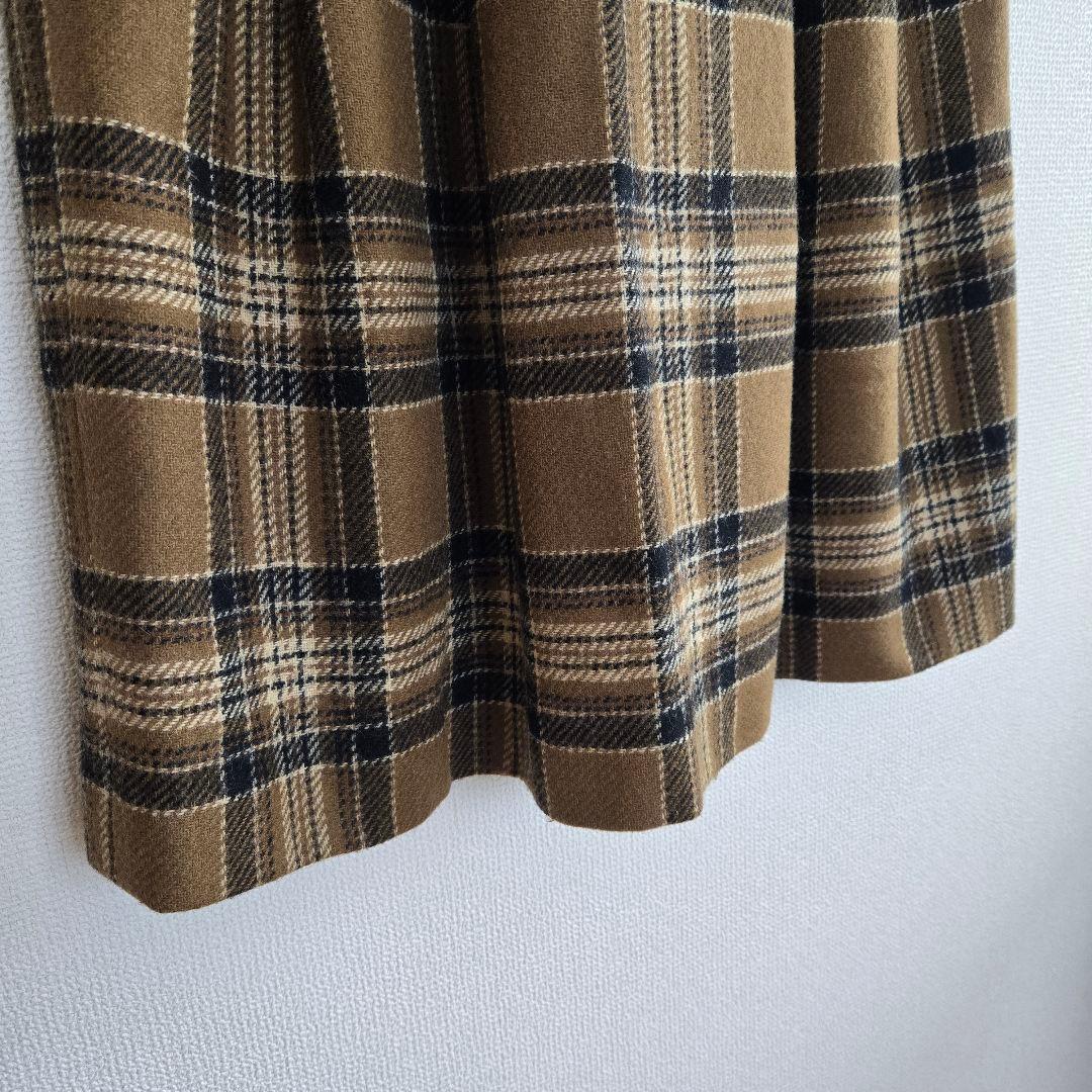 【マーガレットハウエル】キャメルタータンスカート ウールチェックスカート