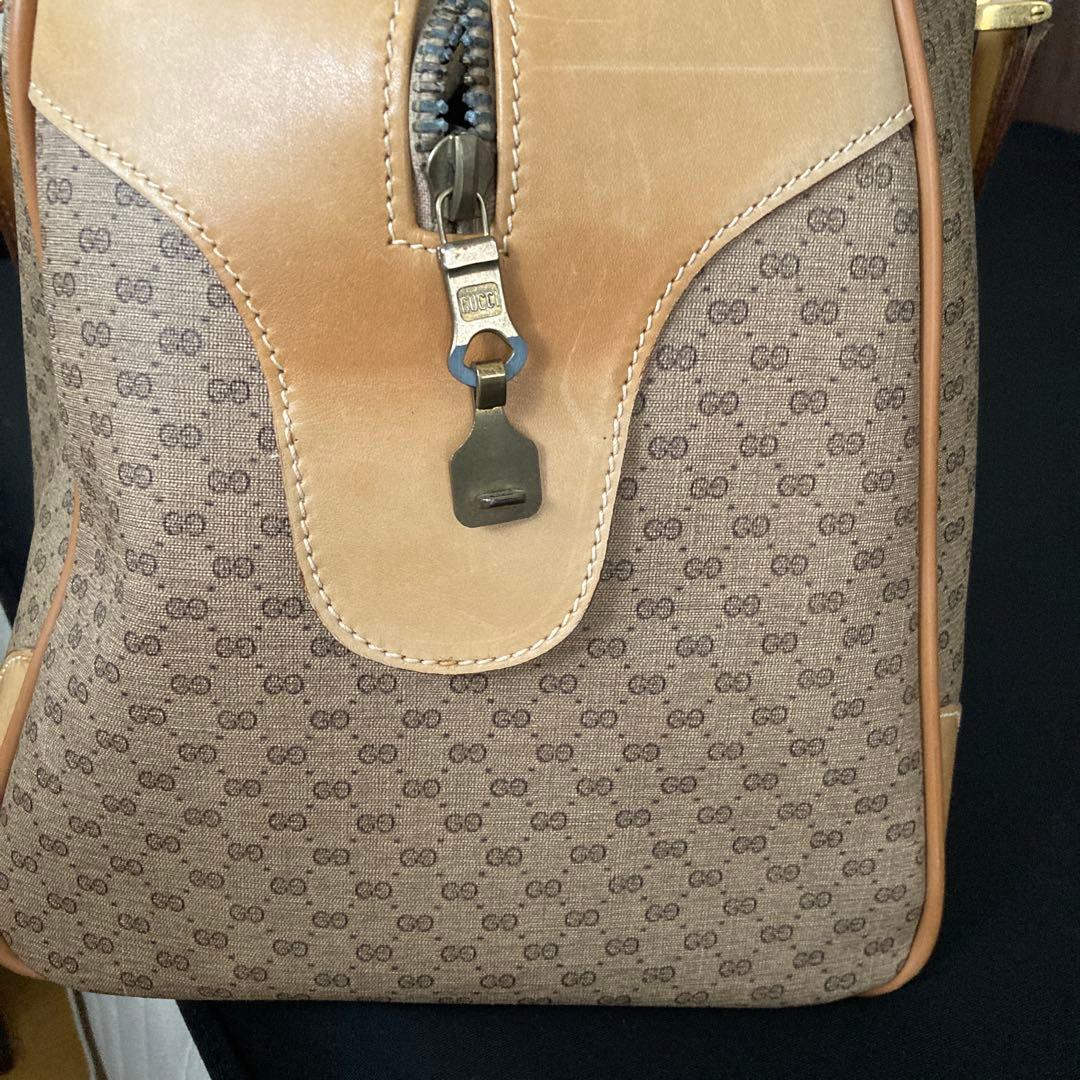 GUCCI ボストンバッグ ベージュ キャンバス・レザー