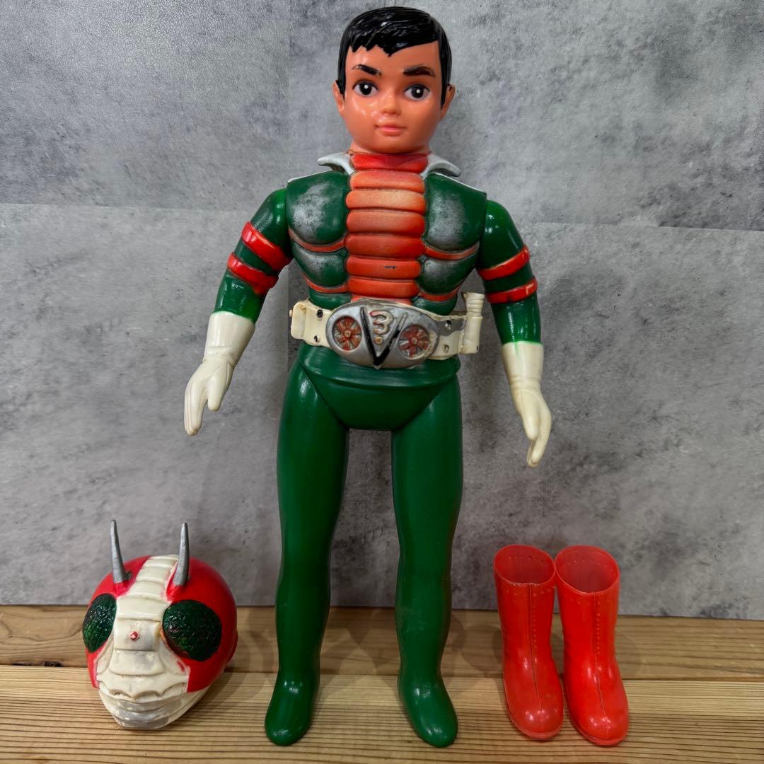 旧バンダイ ソフビ 1973年 仮面ライダーV3 放映当時物◇ベルト・ブーツ有り