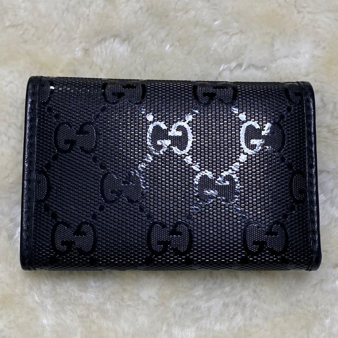 新品級✨グッチ6連キーケースインプリメGGインターロッキング黒レザーシルバー金具