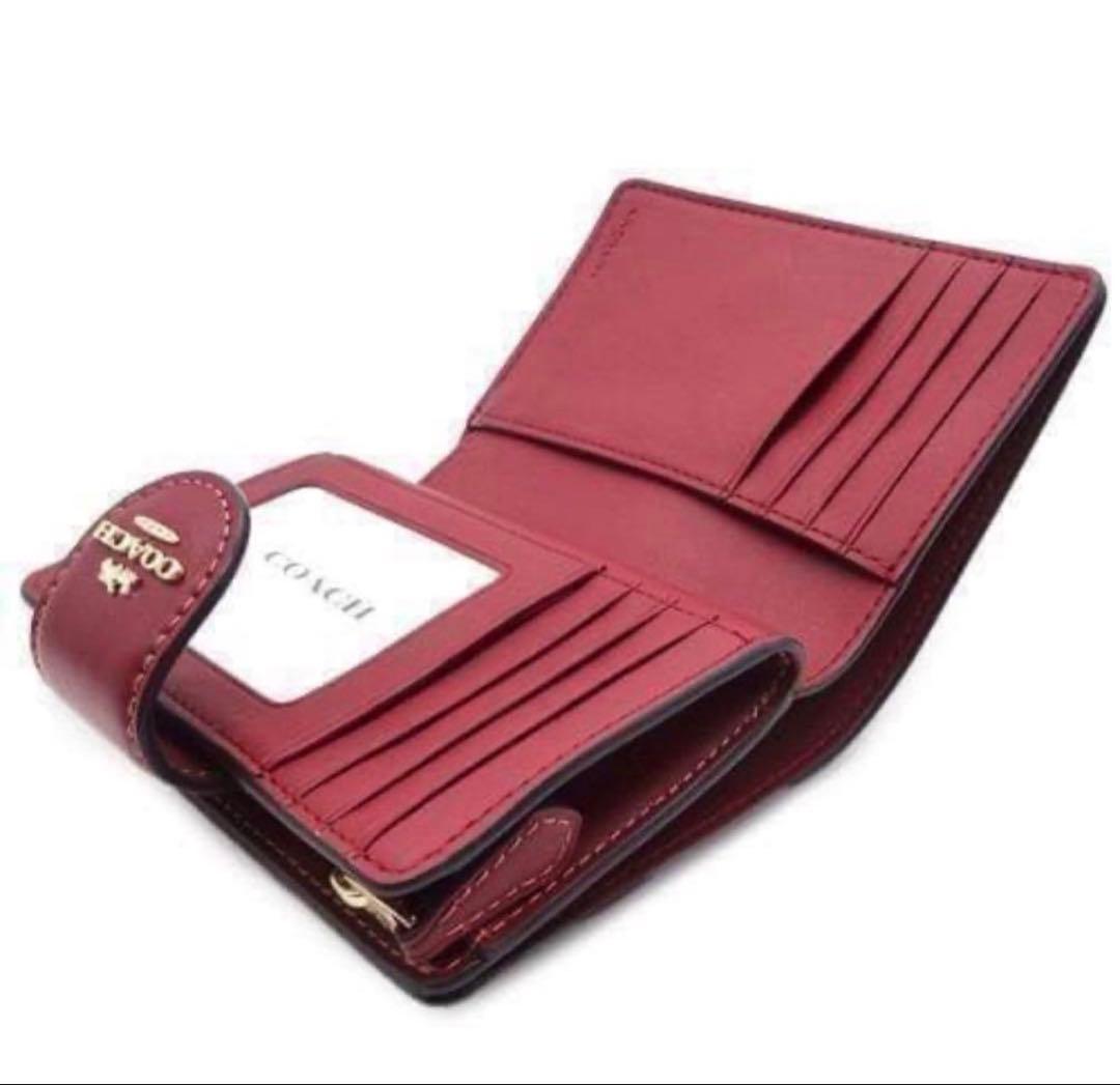 初売り　COACHコーチシグネチャー さくらんぼ柄ミディアム二つ折り財布