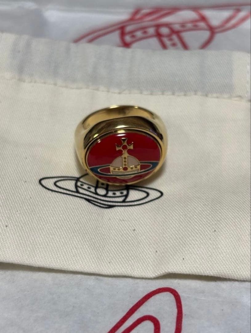 ヴィヴィアンウエストウッド　エナメルオーブボタンリング　レッドSサイズ新品未使用