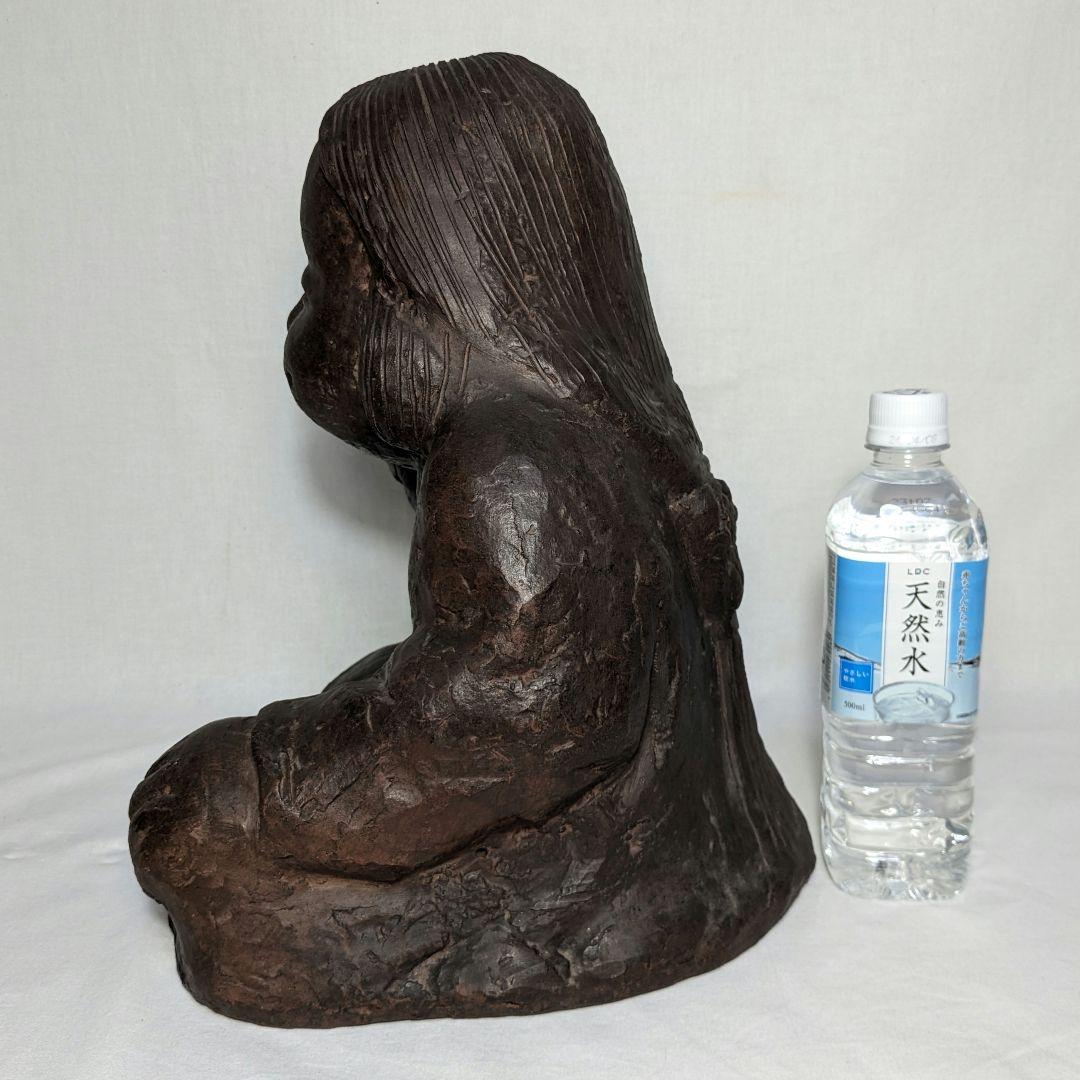 備前焼 手招きおたふく像 おかめ 陶像 置物 縁起物 彫刻 工芸品 細工物 希少