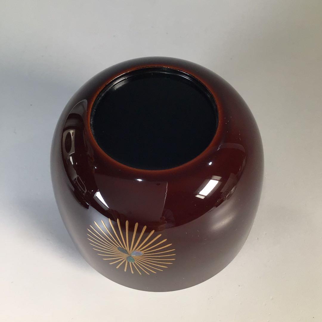 Ｍ７５４　中棗　『加賀蒔絵師　田中宗凌作』『溜塗』『唐松蒔絵』　共箱　茶道具