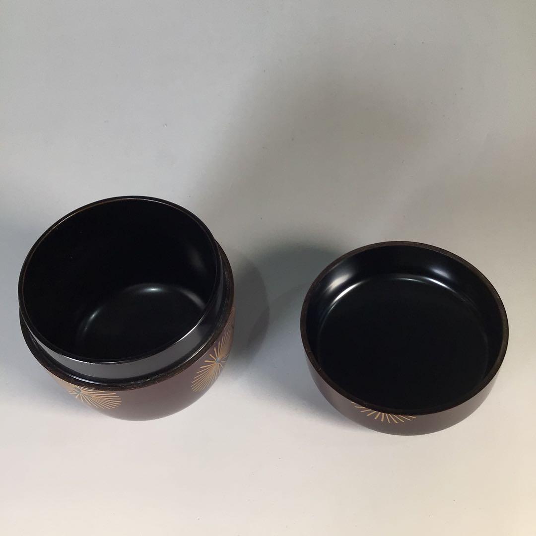 Ｍ７５４　中棗　『加賀蒔絵師　田中宗凌作』『溜塗』『唐松蒔絵』　共箱　茶道具