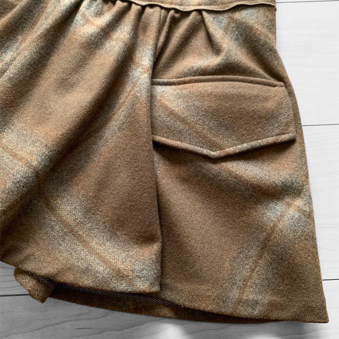 Brunello Cucinelli 厚手 オータムチェックのひざ上フレア
