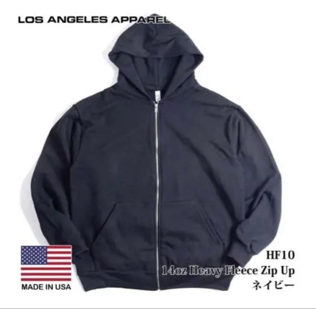 LOS ANGELES APPAREL ジップアップパーカー　ネイビー XL