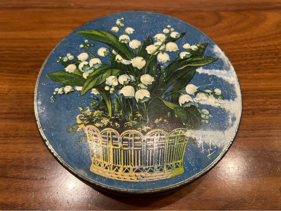 アンティーク　ティン缶　フランス　鈴蘭　スズラン