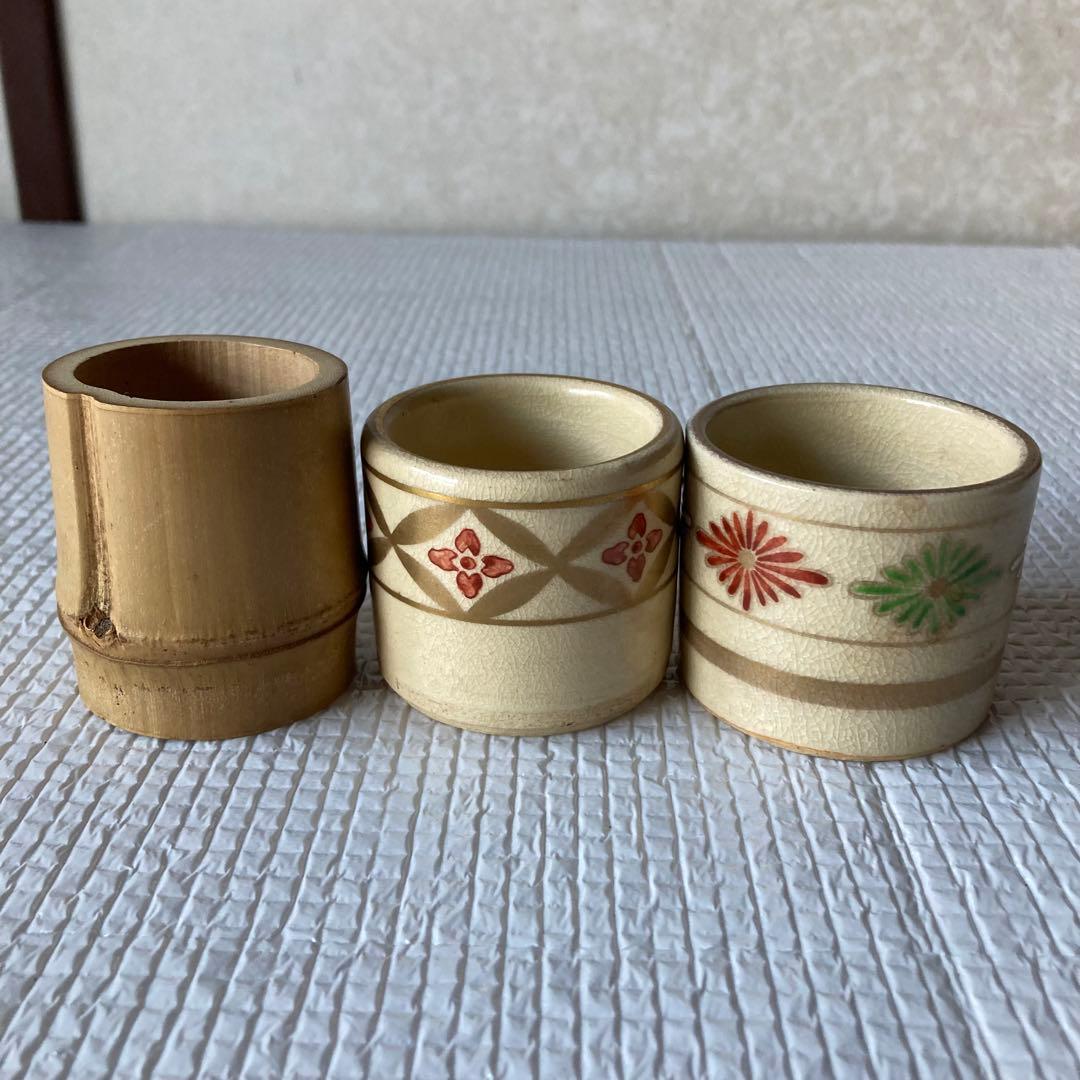 茶道具まとめ売り 蓋置き 棗 巾着入茶入れ 茶筅 茶筅筒 柄杓 茶碗 袱紗