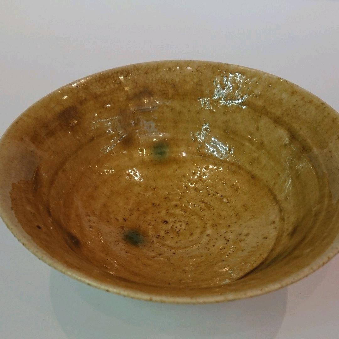 【茶道具】加藤作介作 黄瀬戸平茶碗