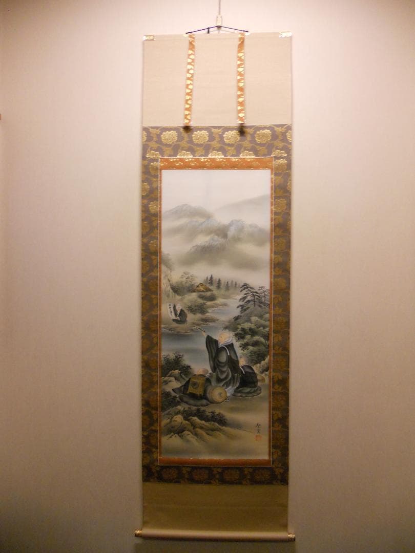 掛け軸 聖雲 川越名号 南無阿弥陀仏 絹本 仏事 法事 法要 希少 掛軸 美品