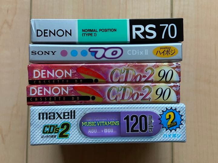 カセットテープ6本セット　ハイポジ5本　DENON SONY maxell