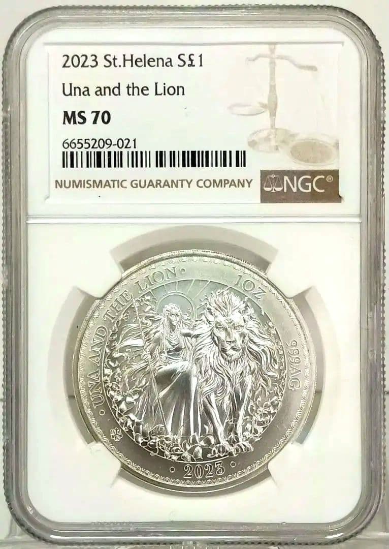 2023 セントヘレナ ウナとライオン 1ポンド銀貨 NGC MS70