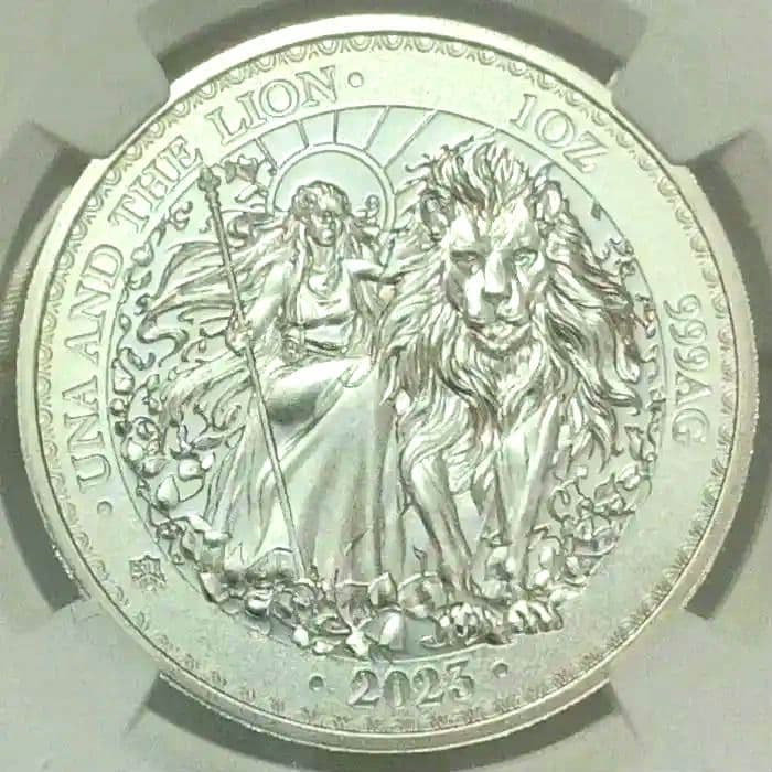 2023 セントヘレナ ウナとライオン 1ポンド銀貨 NGC MS70