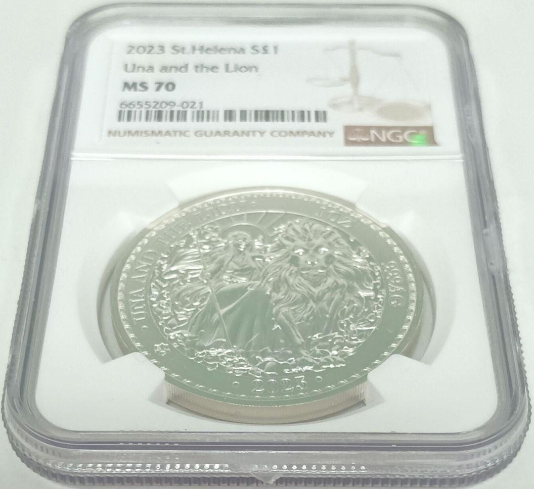 2023 セントヘレナ ウナとライオン 1ポンド銀貨 NGC MS70