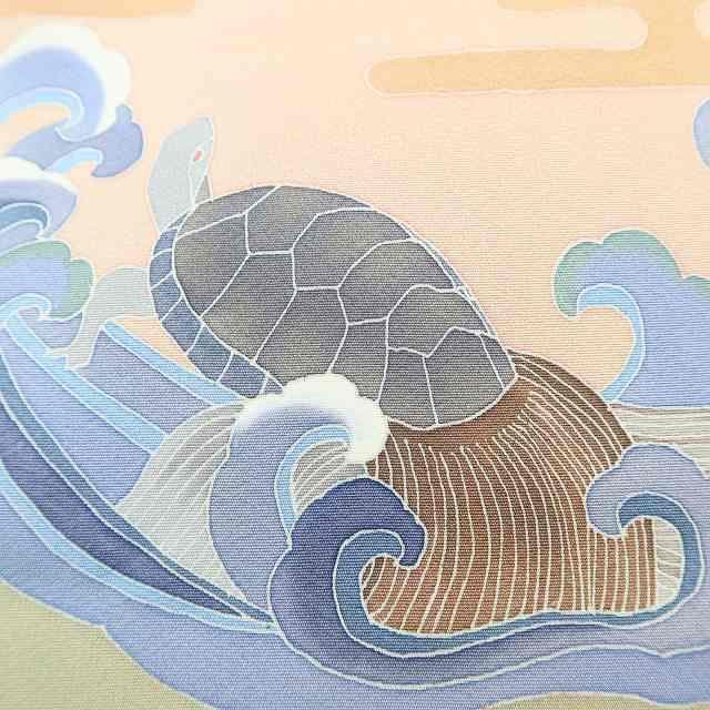 美品 友禅作家 田村哲彦落款 正絹 着物 トールサイズ 色留袖 D-59