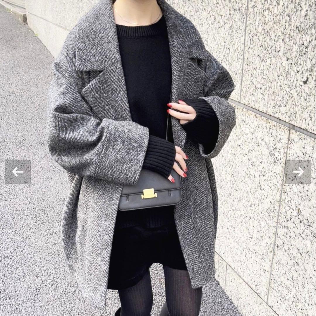 spick and span Wスライバーヘリンボーンミドルコート 36