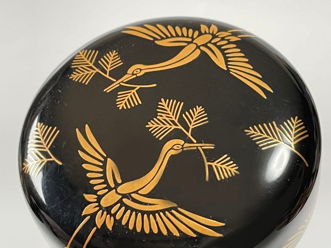 漆芸　漆塗　塗師　畑幸春　松食鶴　松喰鶴　蒔絵　棗　なつめ　共箱