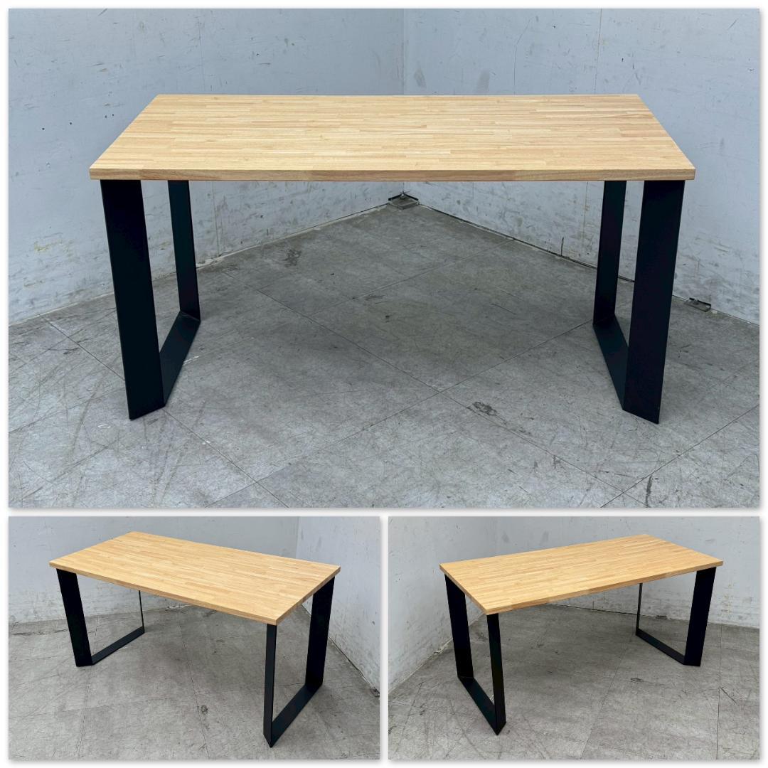 T1238☆展示品☆カナデモノ　テーブル　ラバーウッド　W1400　アイアン