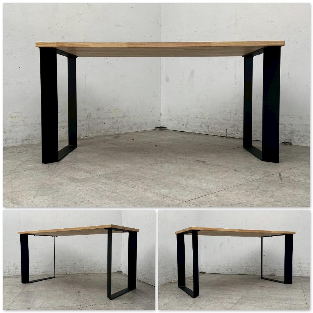 T1238☆展示品☆カナデモノ　テーブル　ラバーウッド　W1400　アイアン